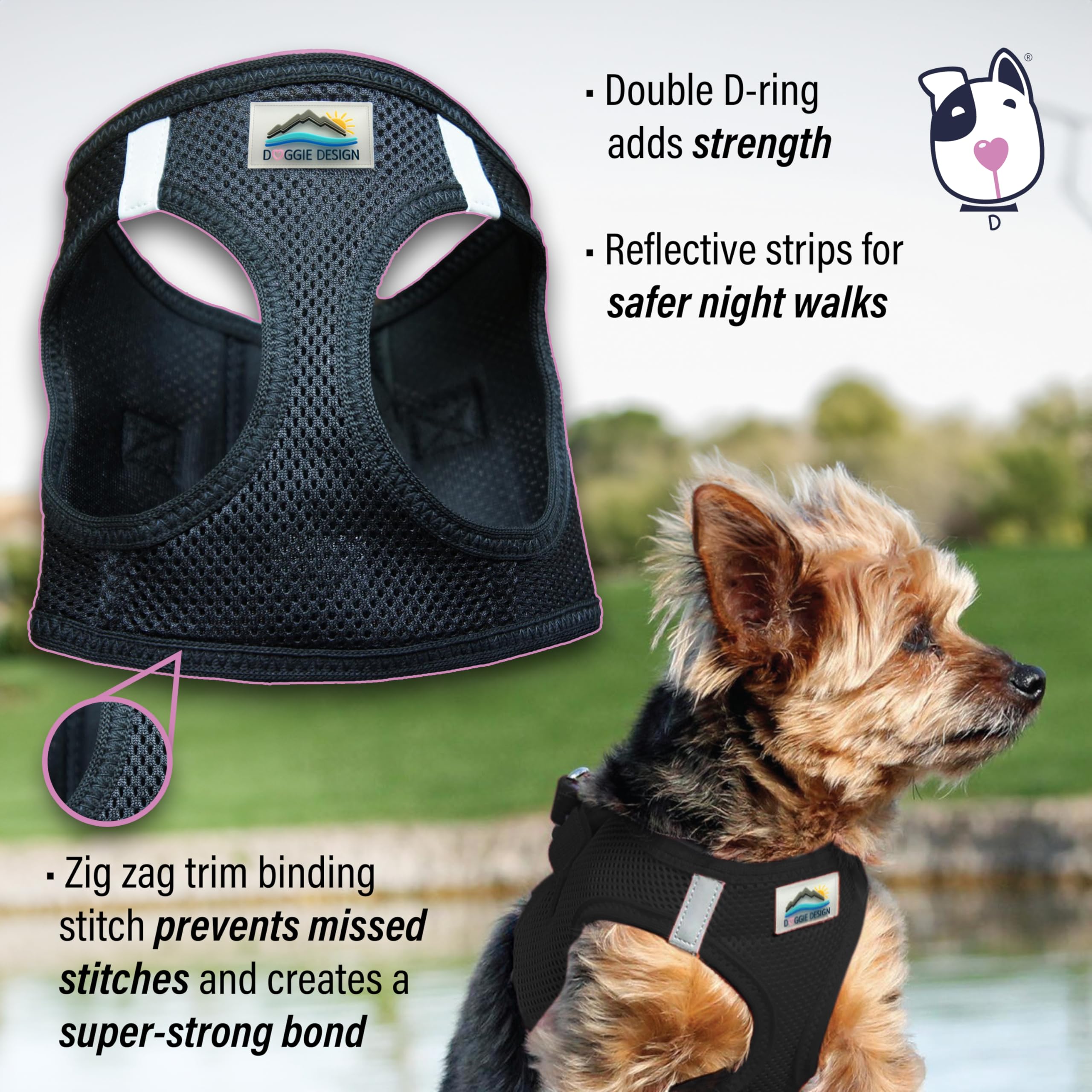 Choke Free Reflective Step In Ultra Harness - Black - American River (Xxs) By Doggie Design